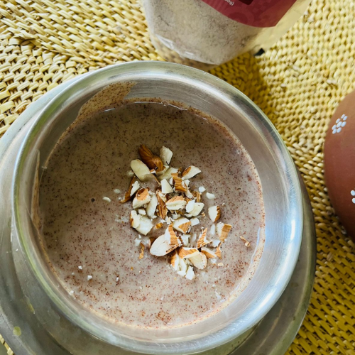 Sprouted Ragi Porridge (Nachni Satva) Made with Sprouted Finger Millet Flour