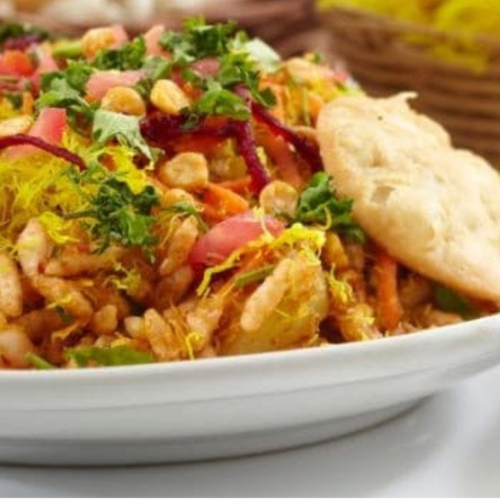 Sprouts Bhelpuri Chaat Made with Dehydrated Sprouted Mung Beans