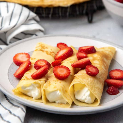 Millet Crepes with Cream & Strawberries – Gluten‑Free Sweet Breakfast Treat