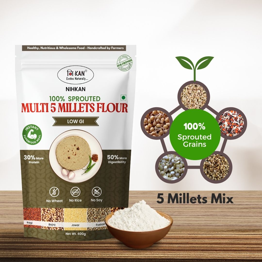 NIHKAN Multigrain Sprouted Super Millets Mix Flour - Gluten free flour - 400g