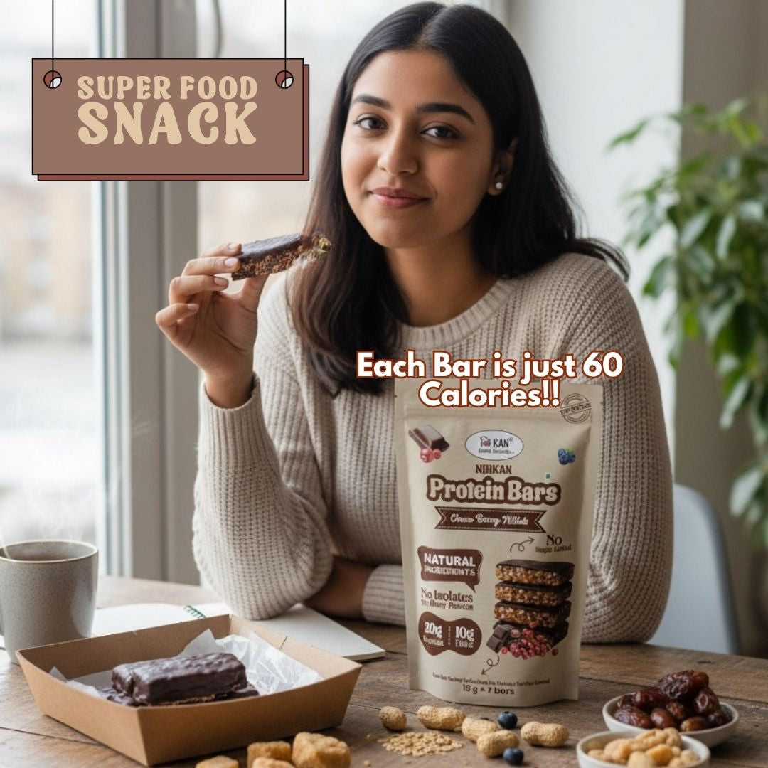 NIHKAN Choco Berry Millets Protein Mini Bars - No Sugar added : 15 g x 7 bites