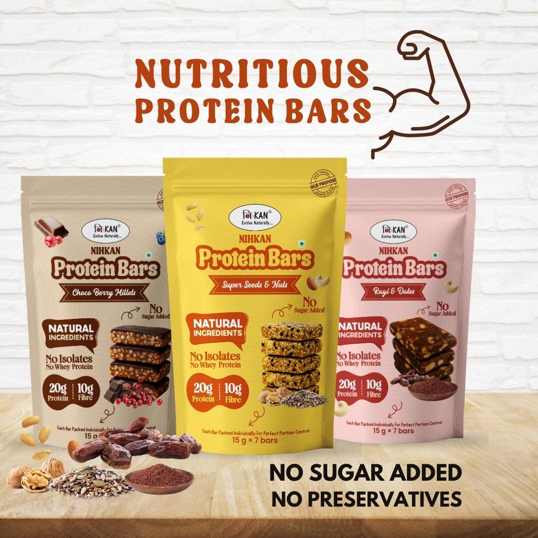 NIHKAN Healthy Protein Mini Bars Combo  - Choco Berry Millets, Ragi Dates, Superseeds Nuts (Pack of 3)
