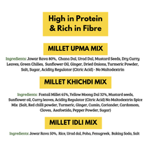 NIHKAN Instant Millet Mix Combo Pack - Jowar Upma, Jowar Idli and Foxtail Khichdi Mix - 200g each (Pack of 3) - Gluten free, No Wheat, No Suji