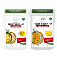 NIHKAN Instant Millet Mix Combo Pack - Jowar Upma & Foxtail Khichdi Mix - 200g each (Pack of 2) - Travel Friendly Combo