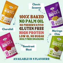 NIHKAN 100% Baked High Protein Crackers Combo - Moringa, Beetroot, Sesame & Chorafali - Pack of 4 (100g each)