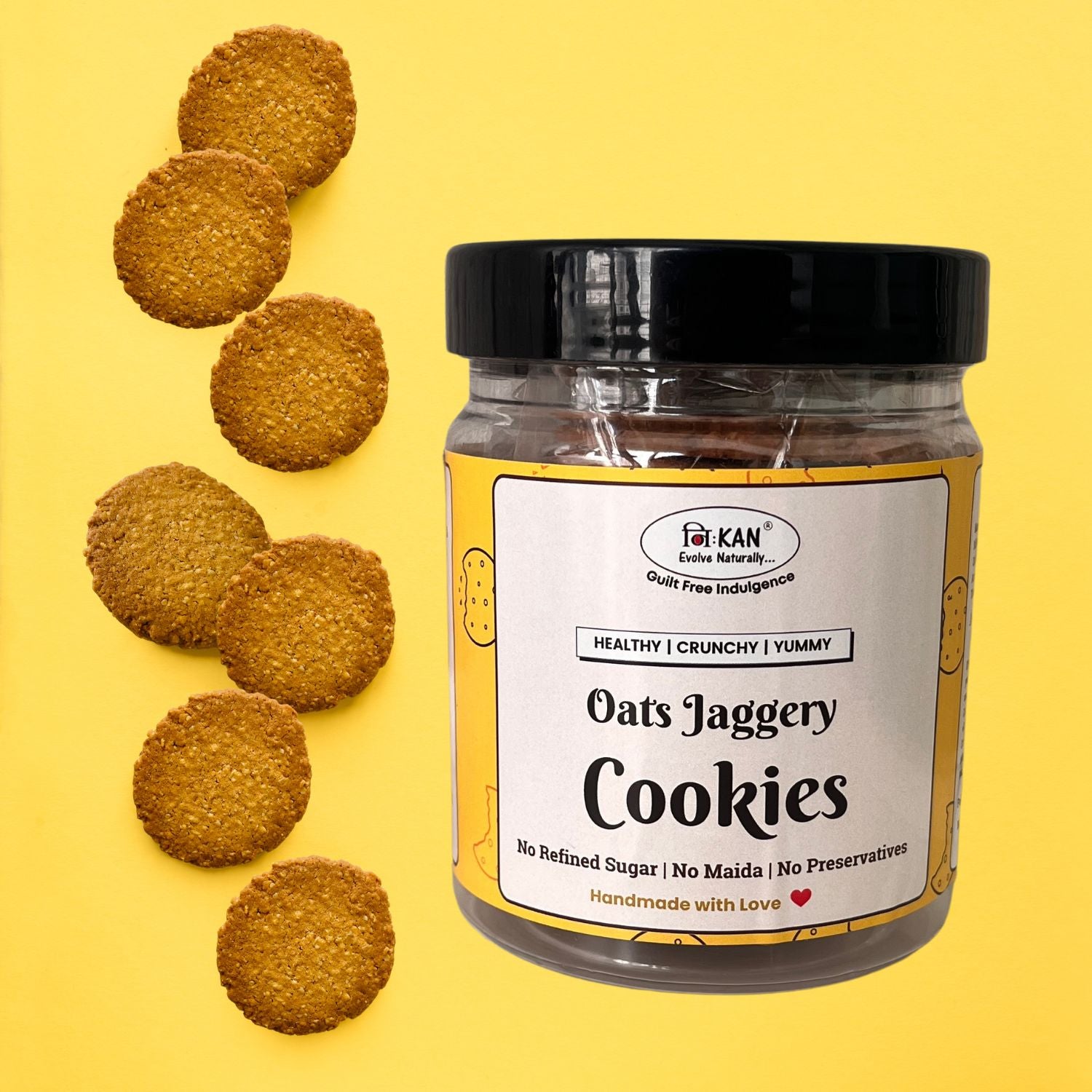 NIHKAN Oats Jaggery Cookies - No Maida | No Sugar - 150g