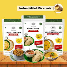 NIHKAN Instant Millet Mix Combo Pack - Jowar Upma, Jowar Idli and Foxtail Khichdi Mix - 200g each (Pack of 3) - Gluten free, No Wheat, No Suji
