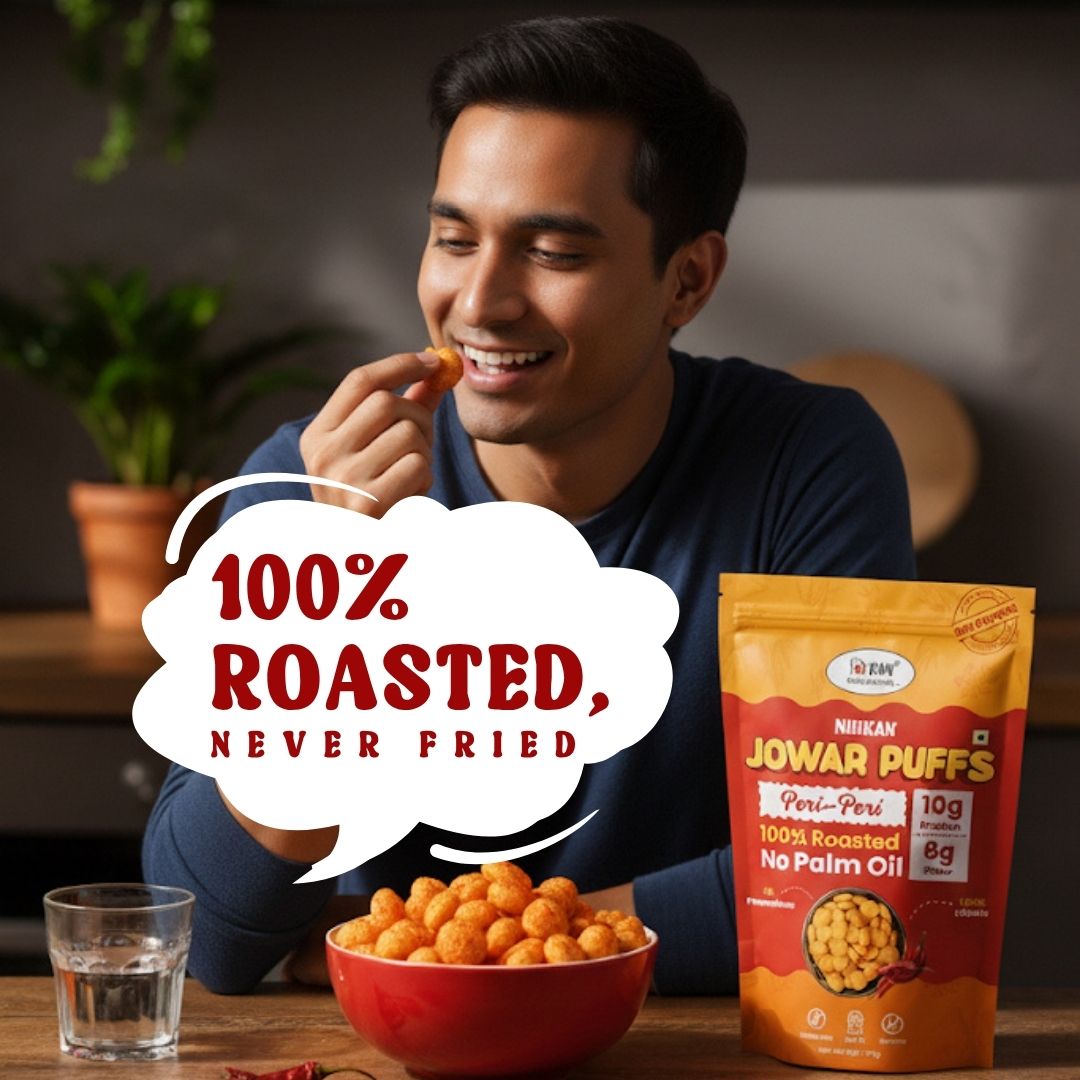 NIHKAN Jowar Puffs - Peri Peri - | Gluten free healthy Snack - 70g