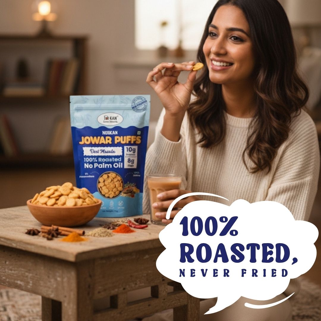 NIHKAN Jowar Puffs - Desi Masala - | Gluten free healthy Snack - 70g
