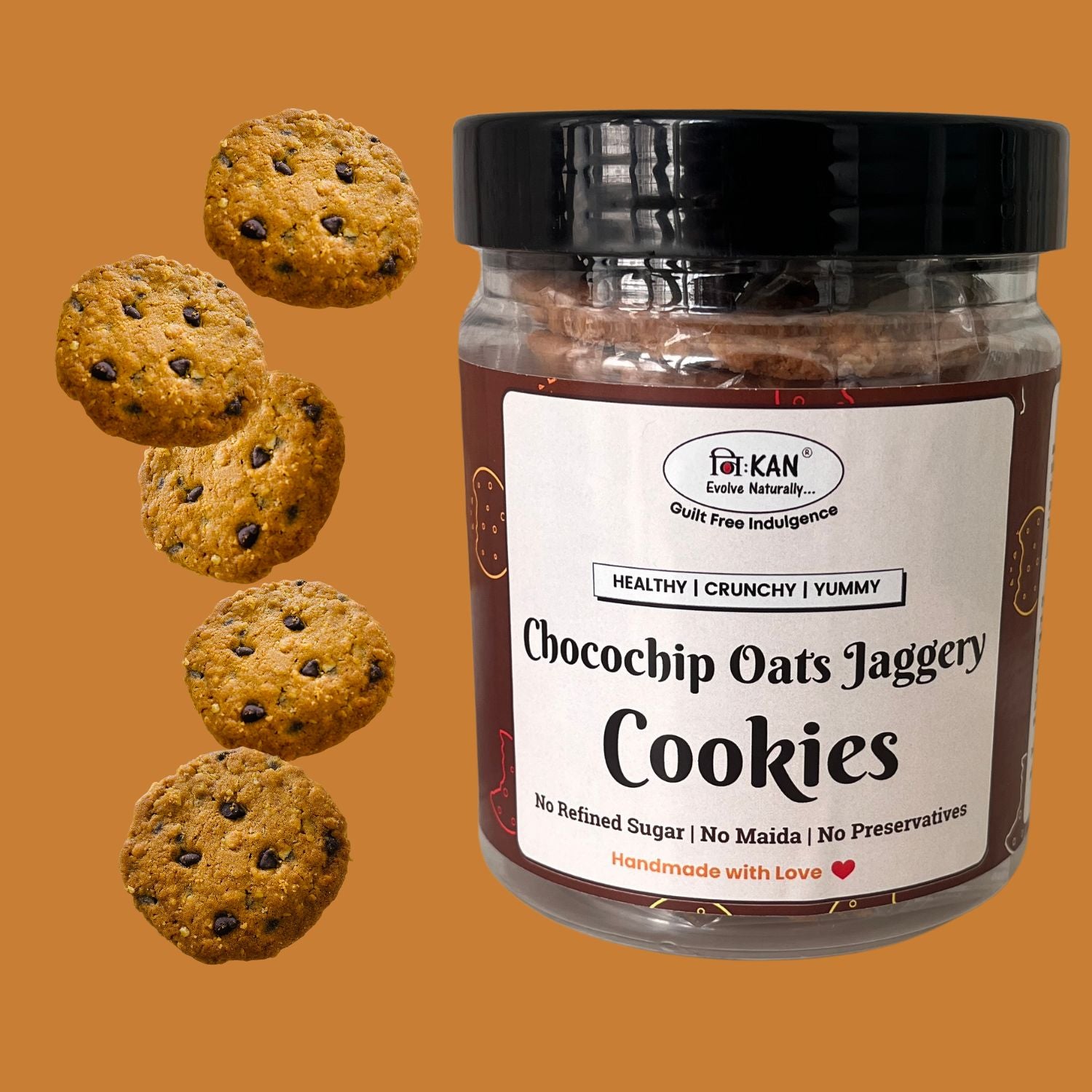 NIHKAN Chocochip Oats Jaggery Cookies - No Maida | No Refined Sugar - 150g
