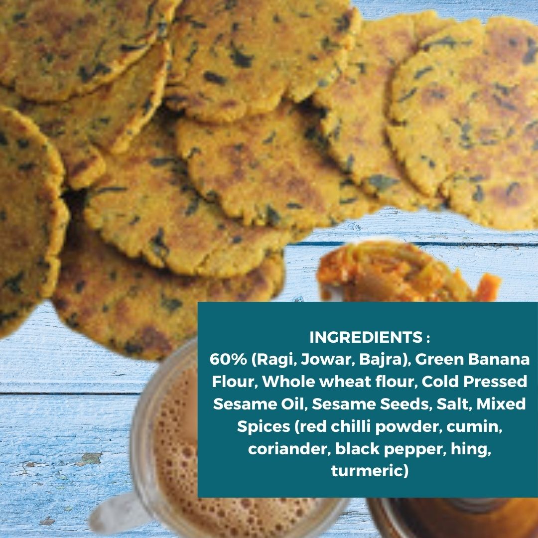 NIHKAN Bajra Bhakris - Bajra Methi Flavour Snack - 200g