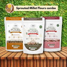 NIHKAN Sprouted Millet Flours Combo - Sprouted Ragi, Sprouted Jowar & Sprouted Mixed Millets - Sugar Control Atta - 400g each (Pack of 3)