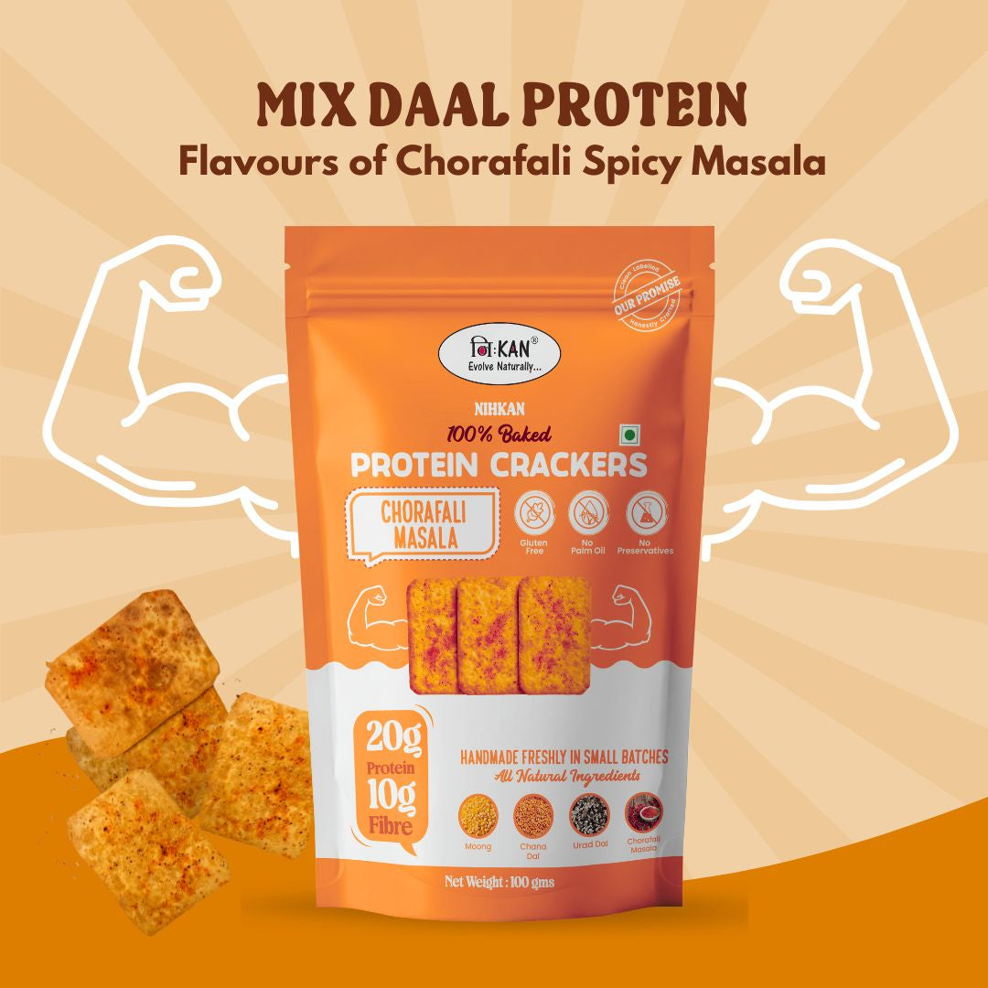 NIHKAN Baked Chorafali Protein Crackers | Gluten Free & Vegan - 100g