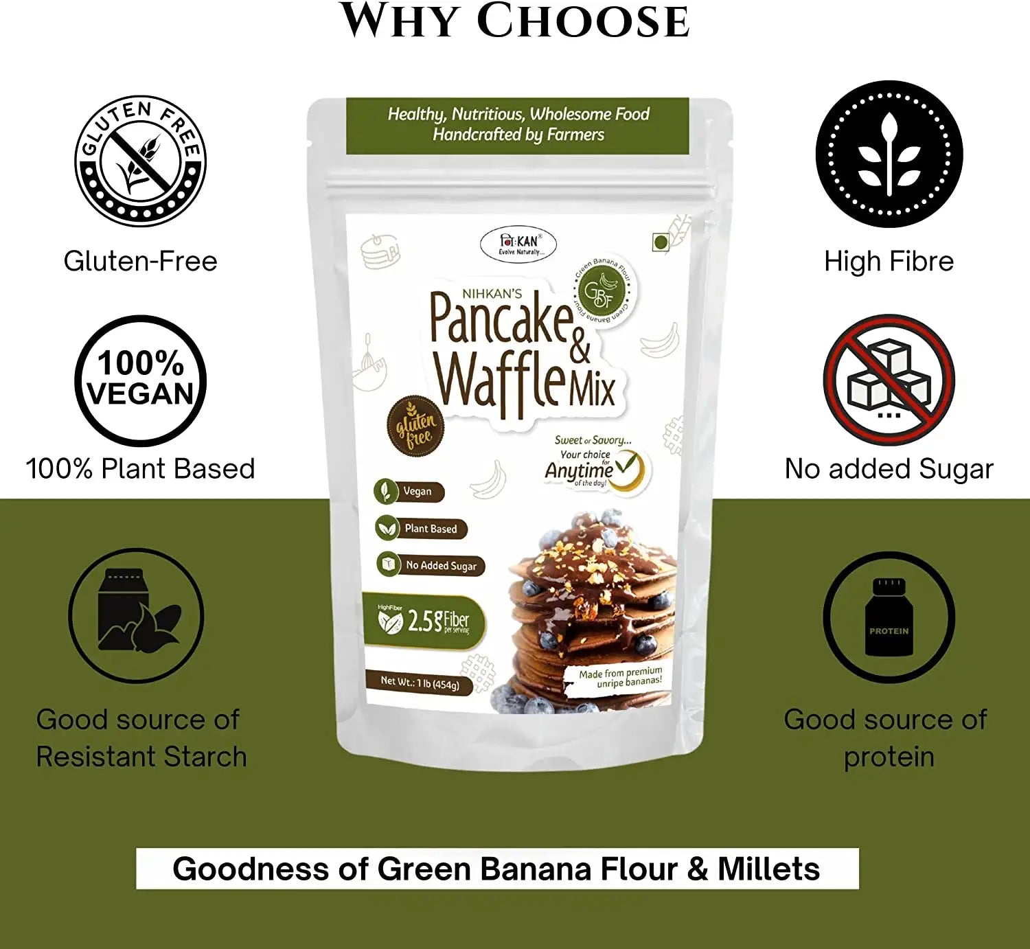 NIHKAN Gluten Free Pancake & Waffle Mix - 454g